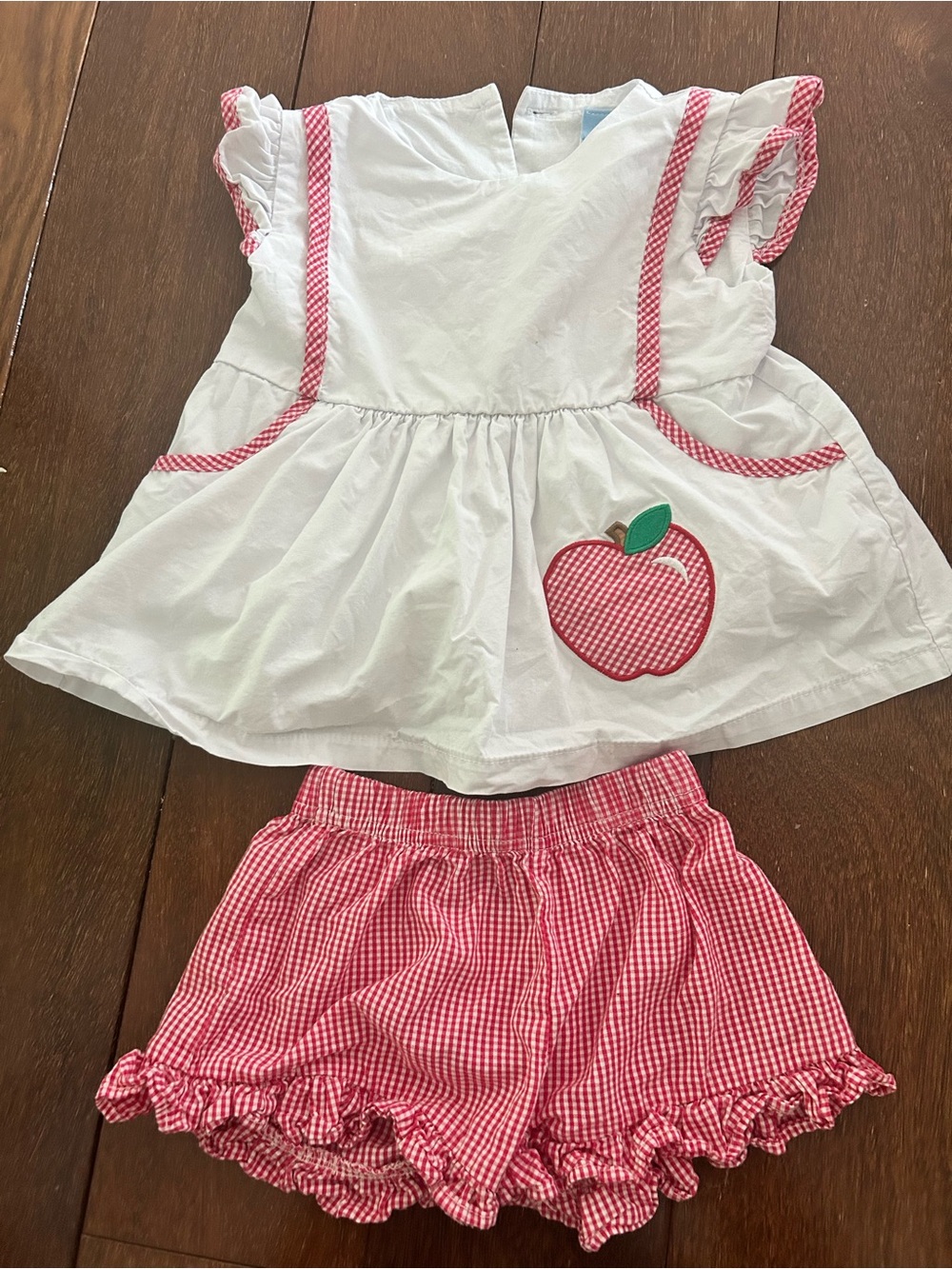 White & Red Gingham Apple Kids Matching Set